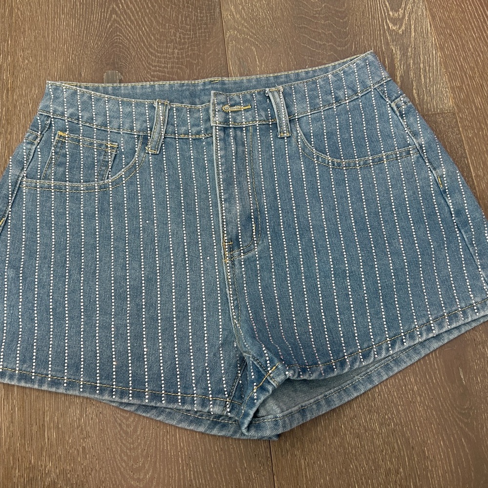 Striped Rhinestone Women's Shorts